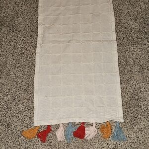 Opalhouse Textured Creamy White Table Runner with Colorful Tassels